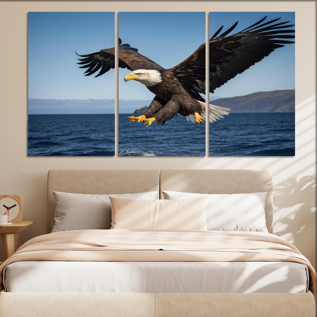The Majestic Steller's Sea Eagle By The Sea Framed Paintings