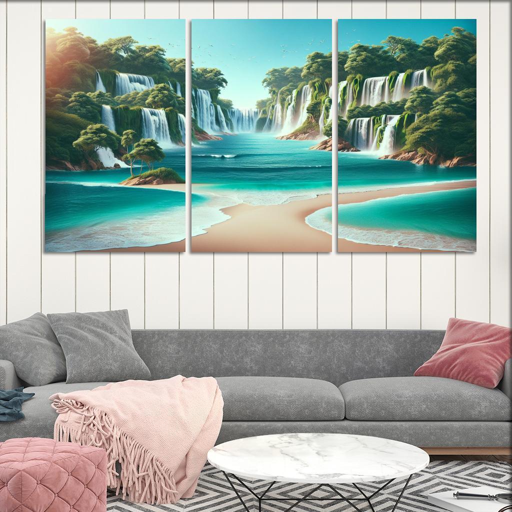 Secret Waterfalls Beach A Hidden Oasis Canvas Paintings Frame