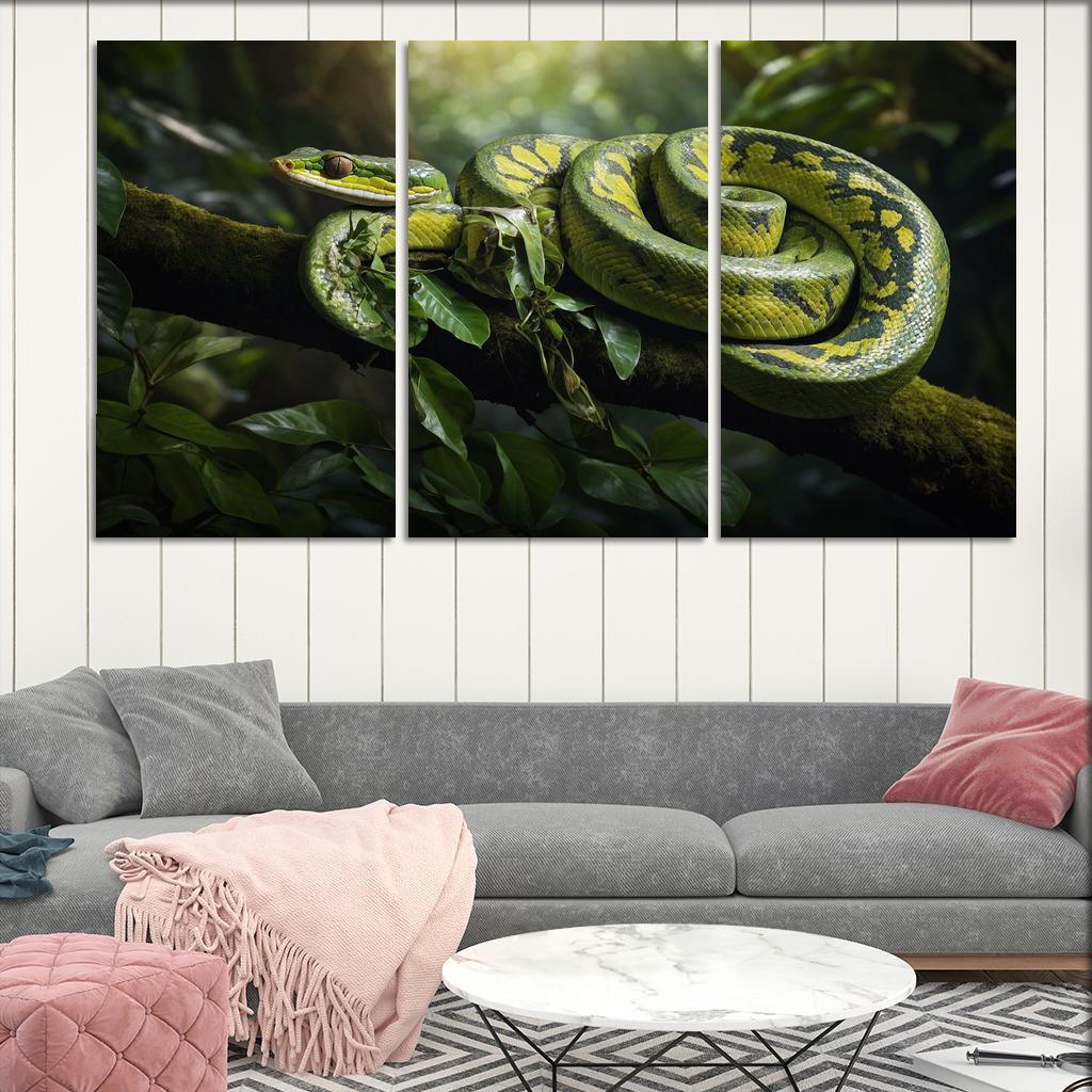 The Stunning Green Tree Python A Gem Of The Rainforest Canvas Paintings Frame