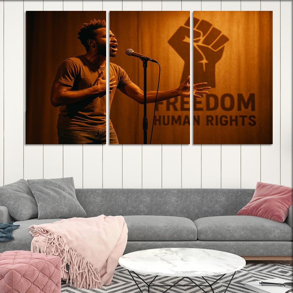 Voices Of Freedom Through Spoken Word Poetry Canvas Paintings Frame
