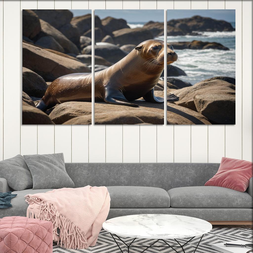 The Playful Sea Lion Acrobats Of The Ocean Canvas Paintings Frame
