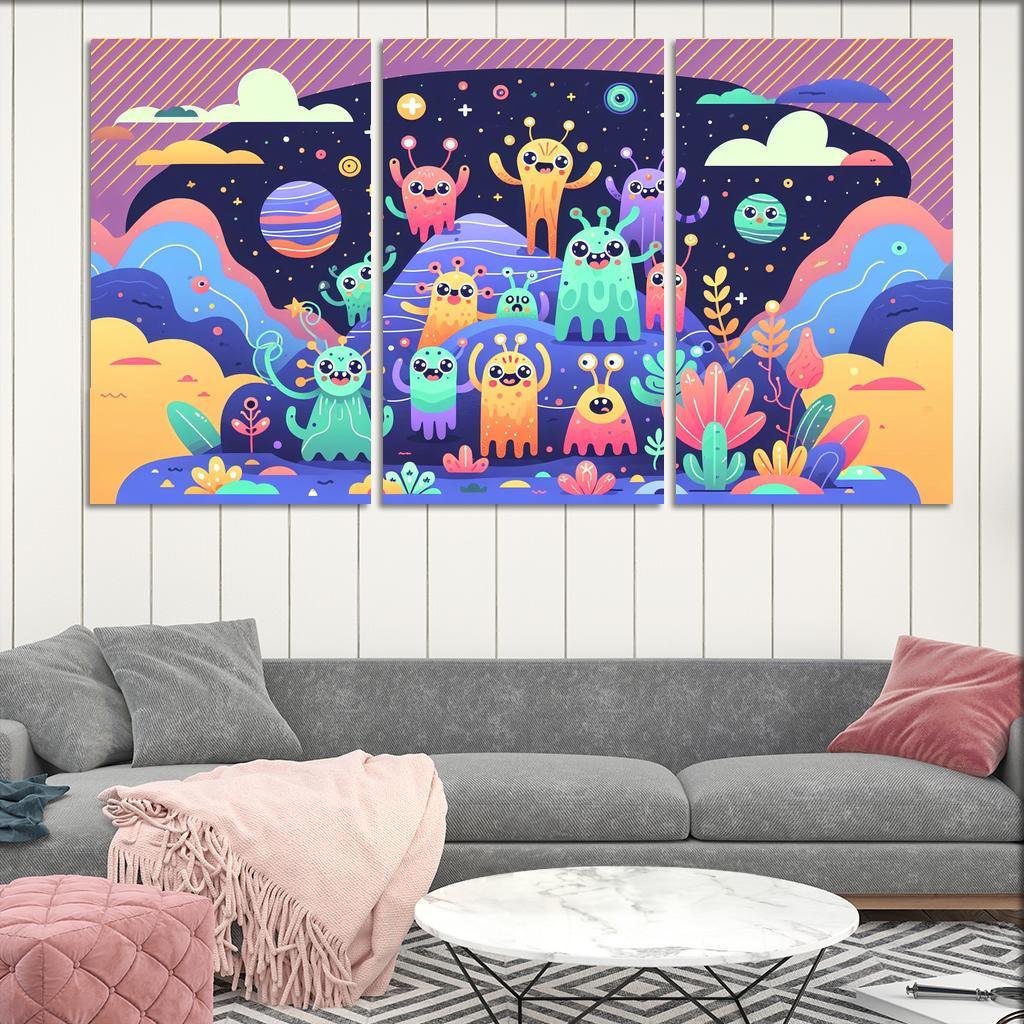 Adventure in Space 3 Piece HD Canvas Wall Art-Original Frame