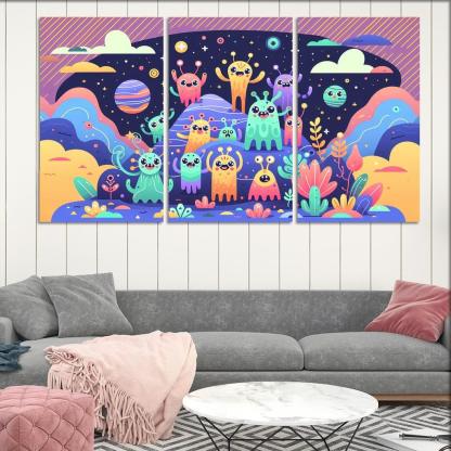 Adventure in Space 3 Piece HD Canvas Wall Art-Original Frame