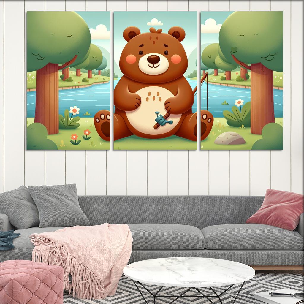Bubbly Bear - Forest Adventures Framed Paintings