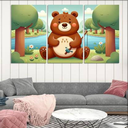 Bubbly Bear - Forest Adventures Framed Paintings