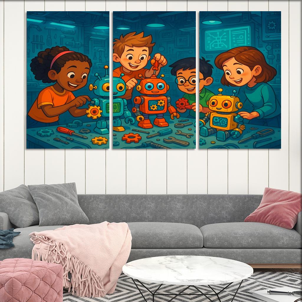 Robot Builders - Stem Creativity Panel Framed Paintings