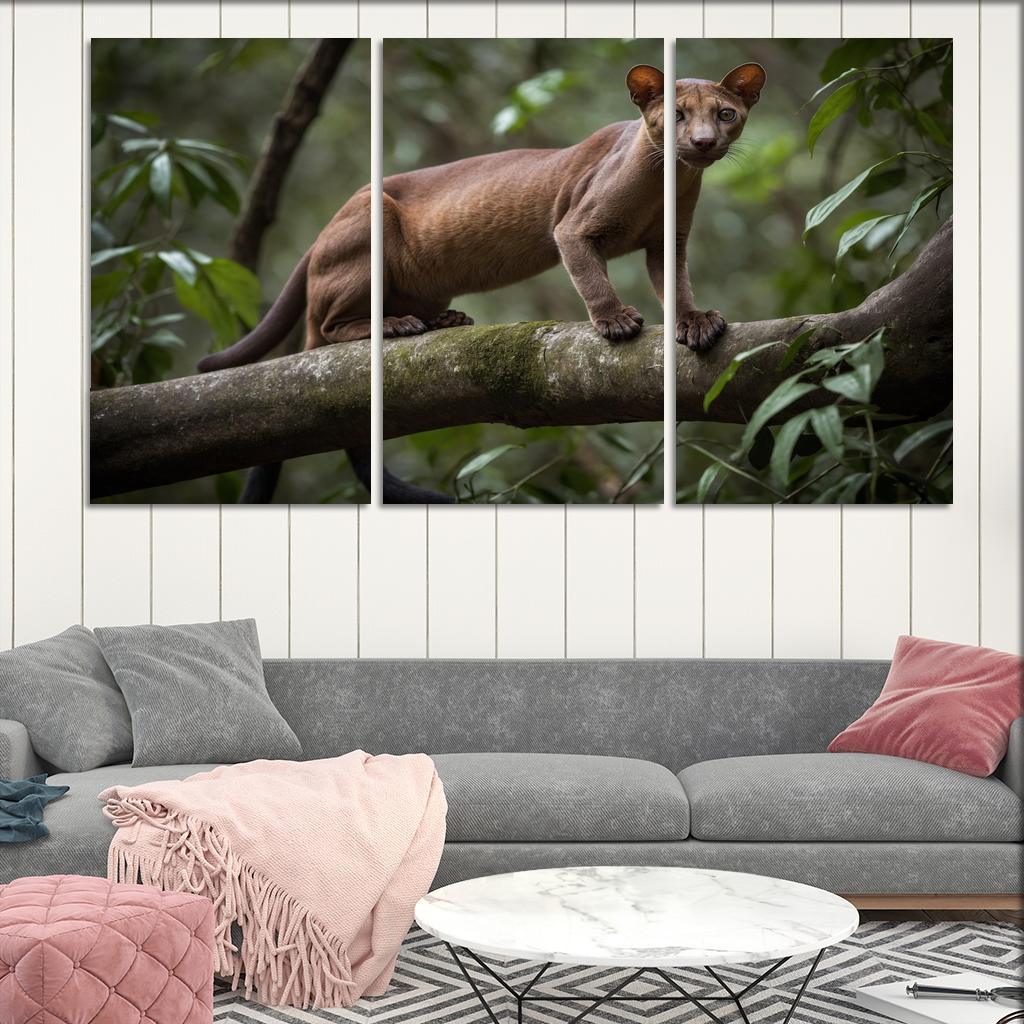 The Unique Fossa In Madagascar's Forests Framed Paintings