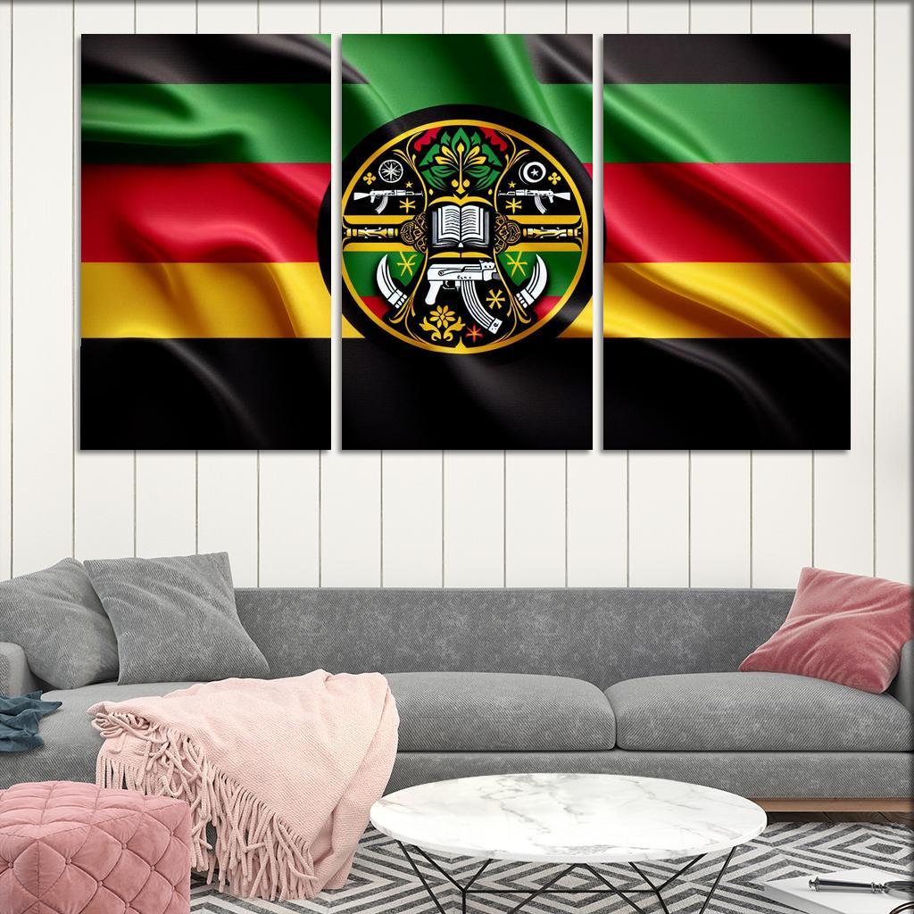 Symbol of Freedom The Flag of Mozambique 3 Piece HD Canvas Wall Art-Original Frame