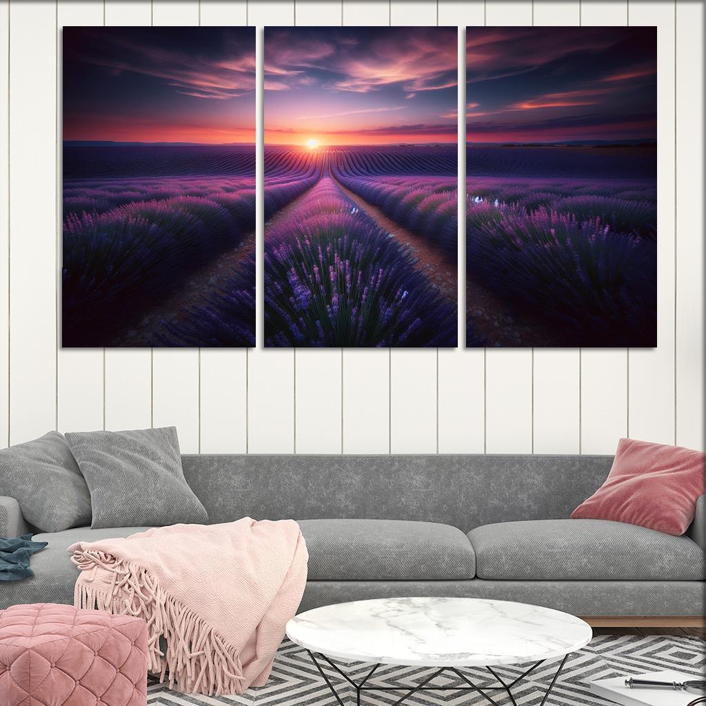 The Dazzling Twilight Over Lavender Fields Custom Paintings Frame