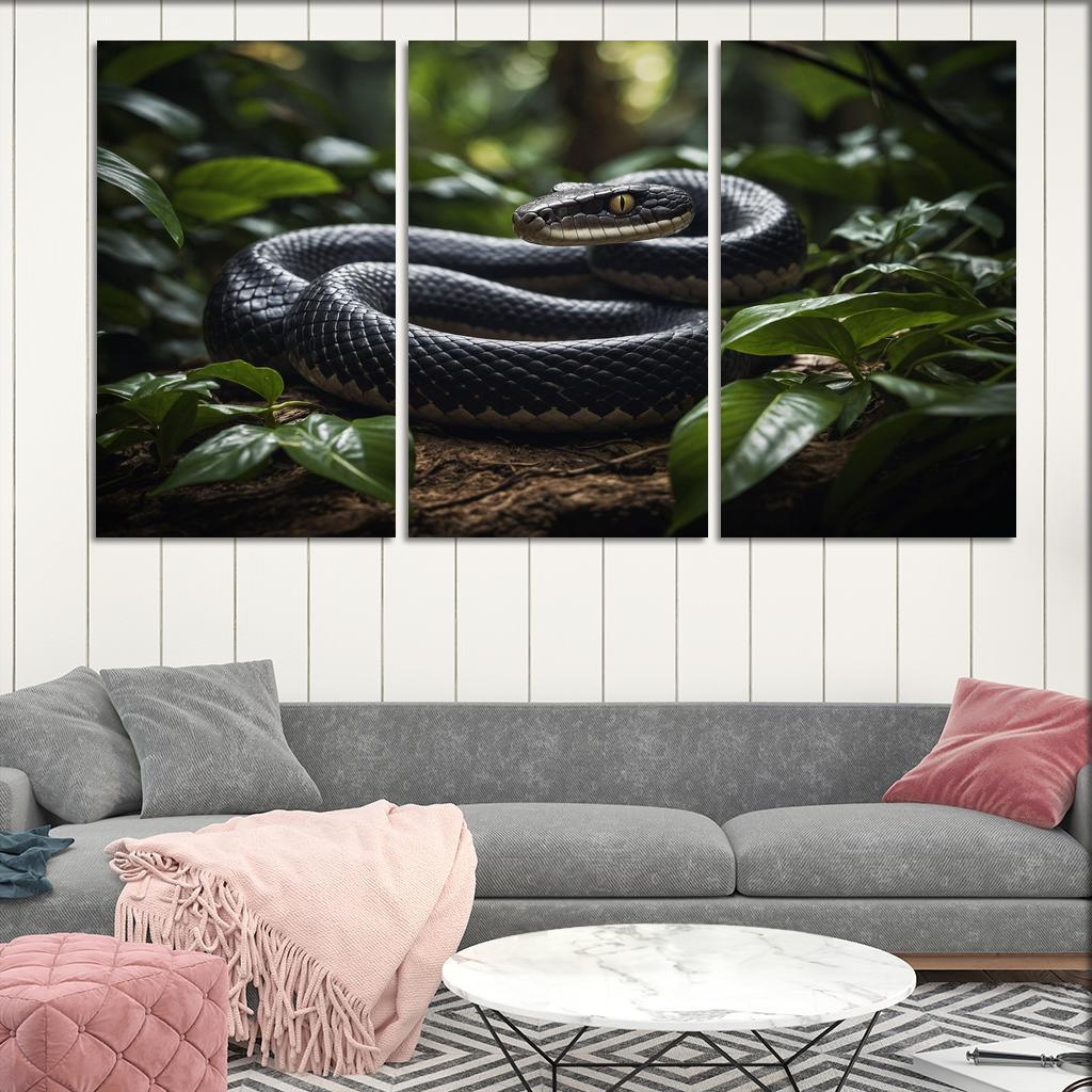 The Striking King Cobra In A Rainforest Setting Framed Paintings