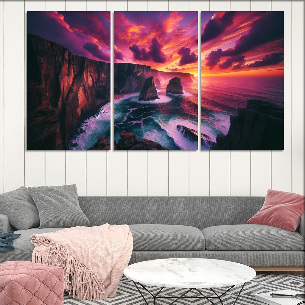 Sunset Cliffs Dramatic Coastal Views Oil Paintings Frame