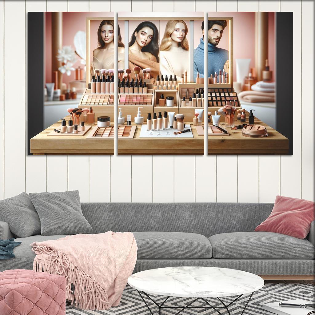 Interactive Beauty Customizable Products 3 Piece HD Canvas Wall Art-Original Frame
