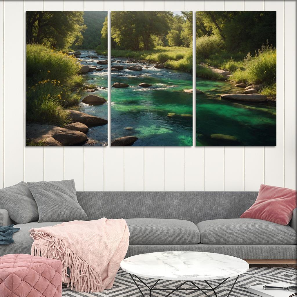 The Harmonious Flow Of Emerald Rivers Oil Paintings Frame