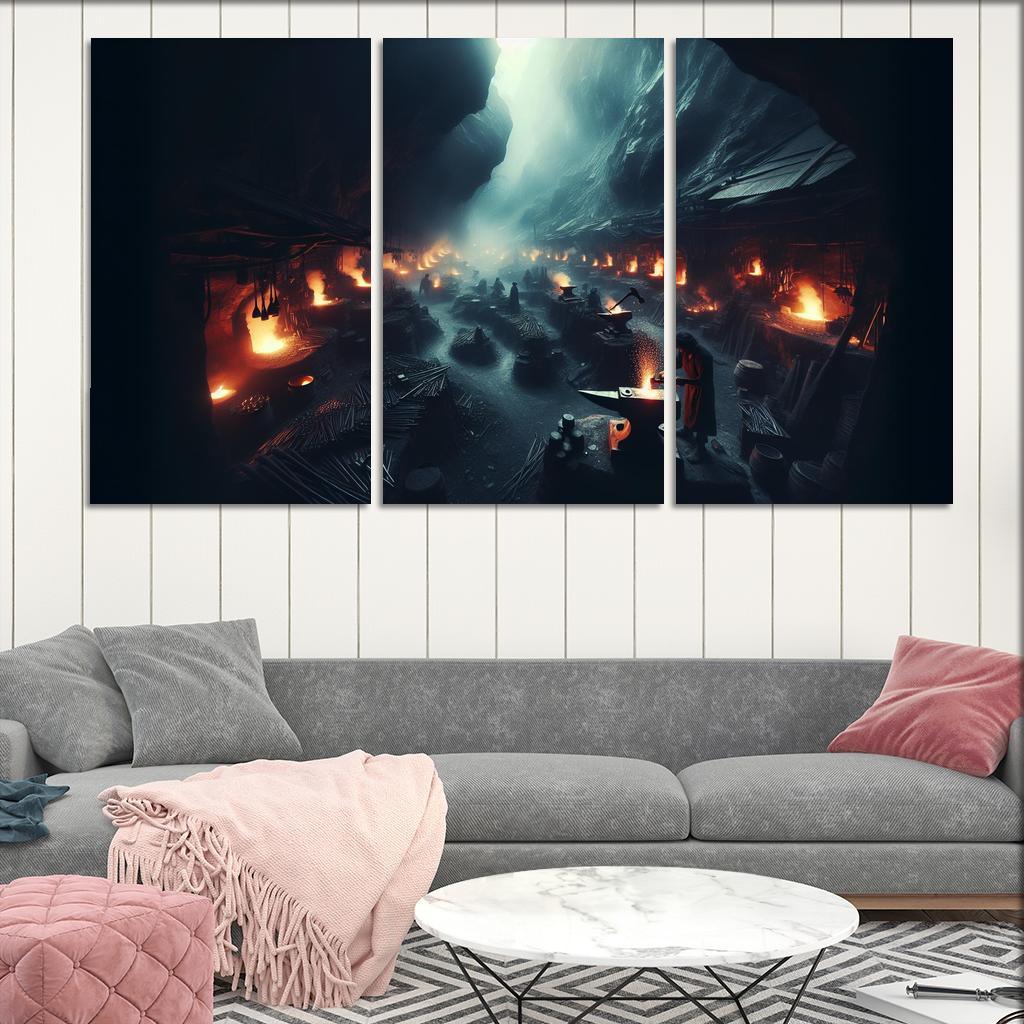The Shadow Forge 3 Piece HD Canvas Wall Art-Original Frame