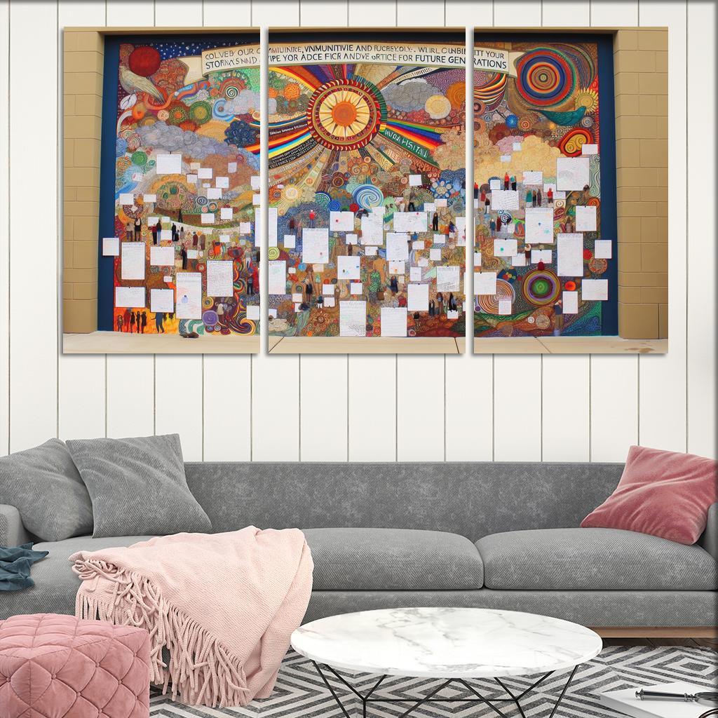 Intergenerational Wisdom Connecting the Young and the Old 3 Piece HD Canvas Wall Art-Original Frame