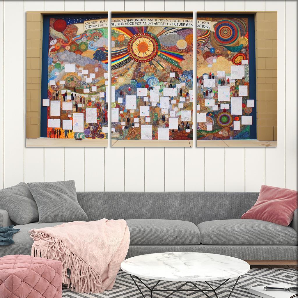 Intergenerational Wisdom Connecting the Young and the Old 3 Piece HD Canvas Wall Art-Original Frame