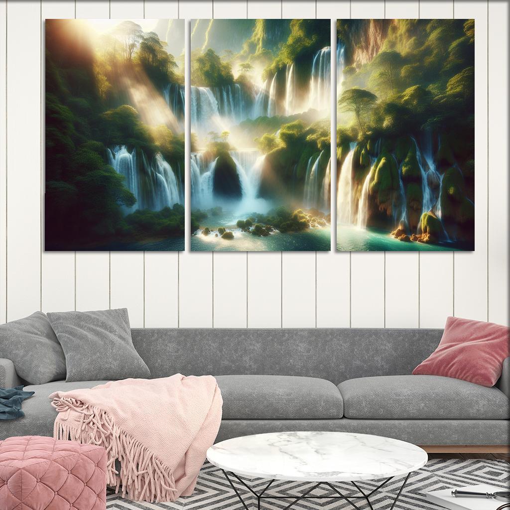 The Serene Cascades Of Crystal Falls Custom Paintings Frame