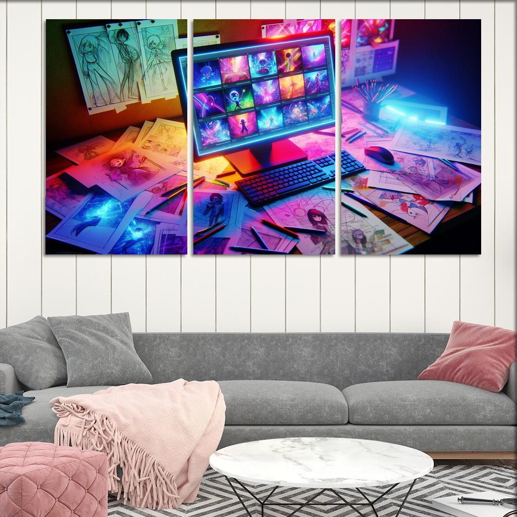 Storytelling through Digital Animation 3 Piece HD Canvas Wall Art-Original Frame