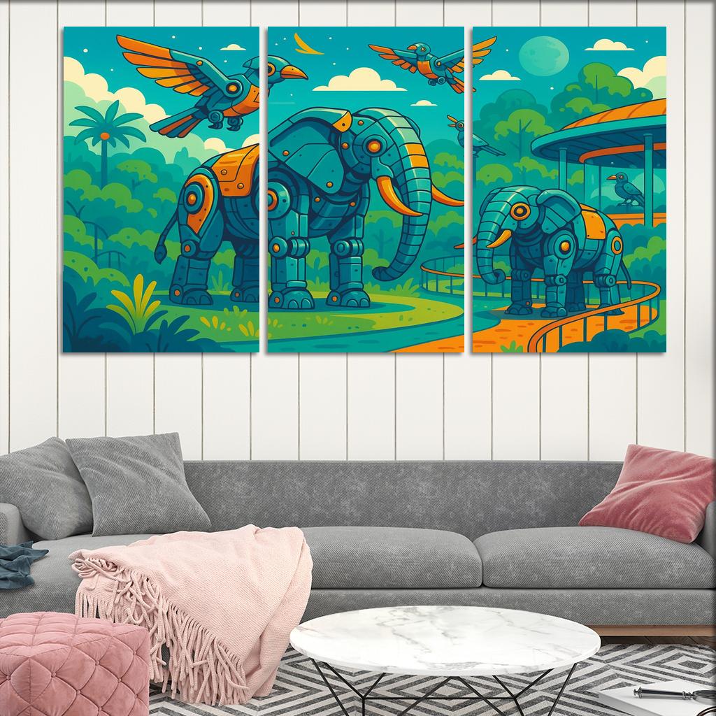 Robot Zoo - Mechanical Animal World Framed Paintings