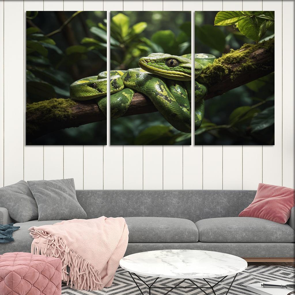 The Striking Green Tree Python Nature's Gem Oil Paintings Frame