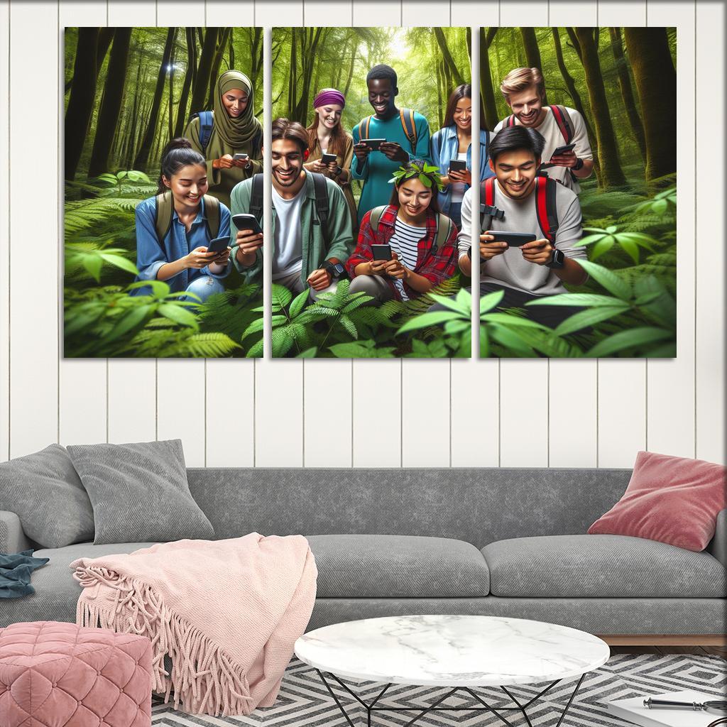 Geocaching The Modern Treasure Hunt 3 Piece HD Canvas Wall Art-Original Frame