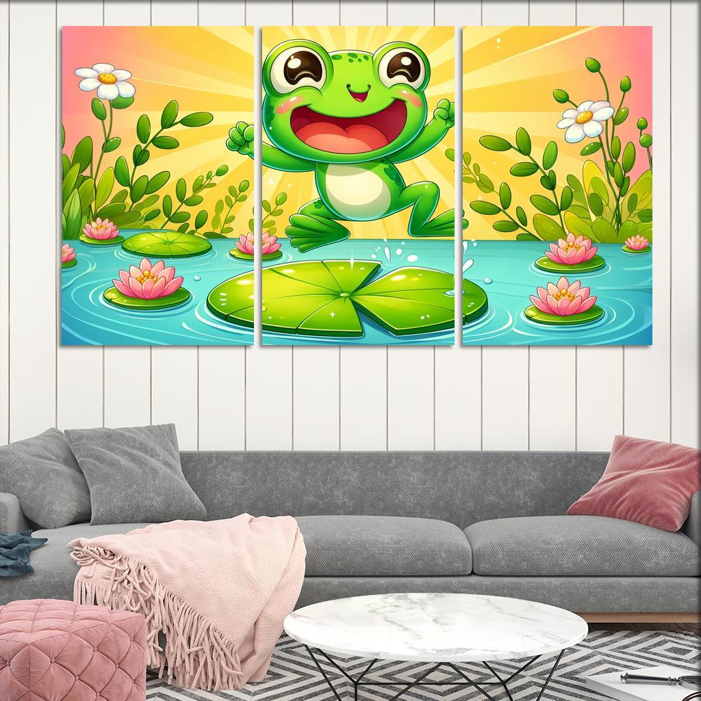 Friendly Frogs - Pond Fun Framed Paintings