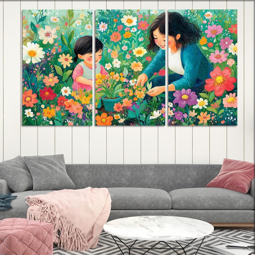 The Blooming Path A Mothers Nurturing Journey Canvas Paintings Frame