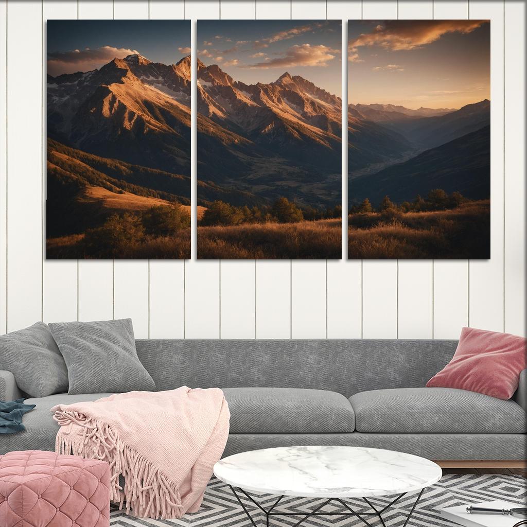 The Soft Glow Of Evening Mountain Shadows Oil Paintings Frame