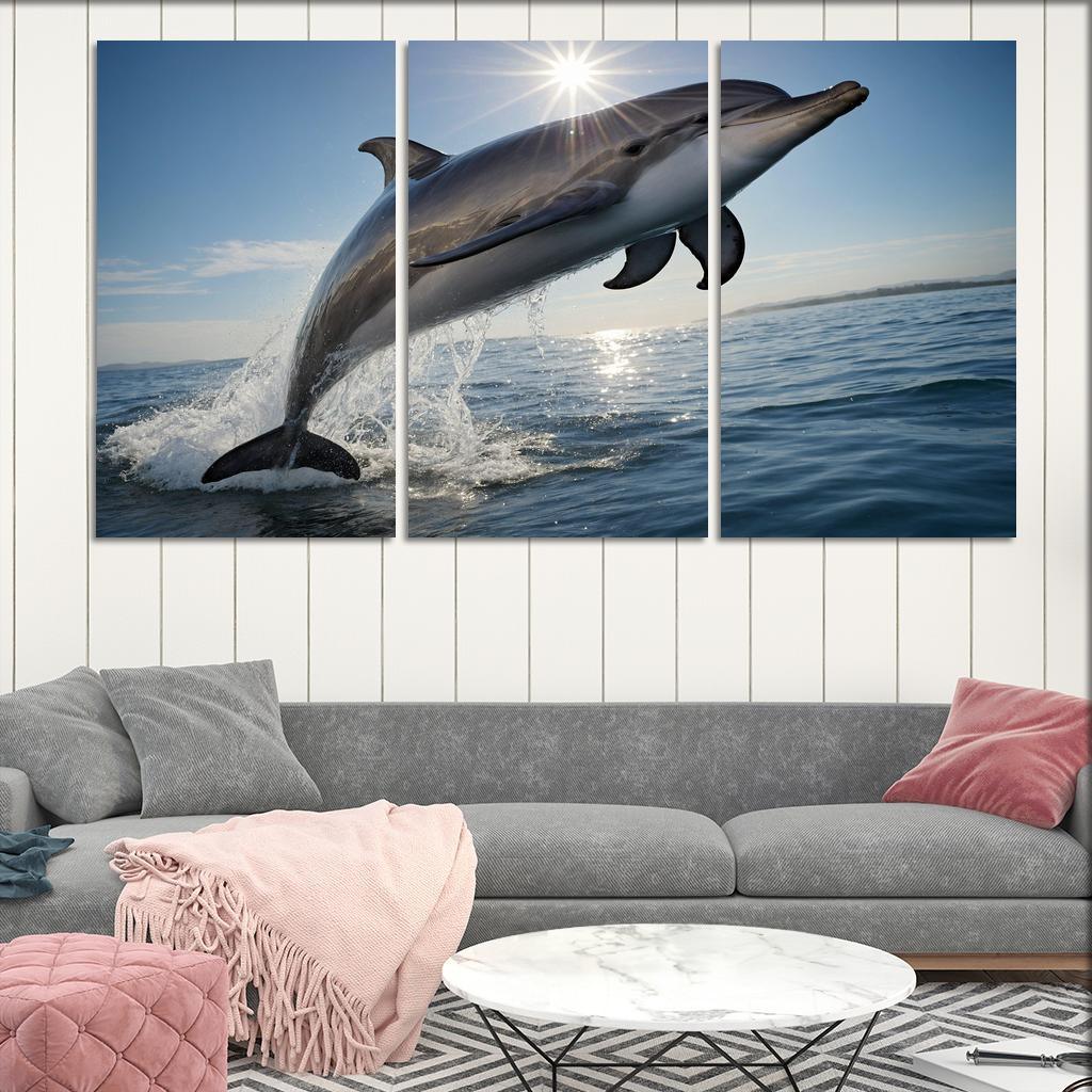 The Playful Bottlenose Dolphin In Coastal Waters Canvas Paintings Frame