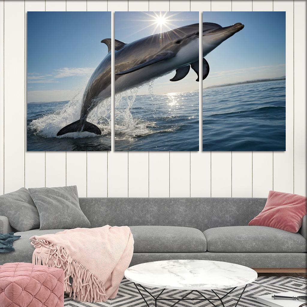 The Playful Bottlenose Dolphin In Coastal Waters Canvas Paintings Frame