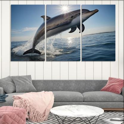 The Playful Bottlenose Dolphin In Coastal Waters Canvas Paintings Frame