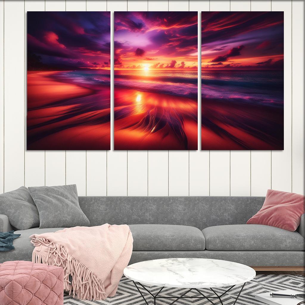 Sunset Viewpoint Beach Modern Paintings Frame