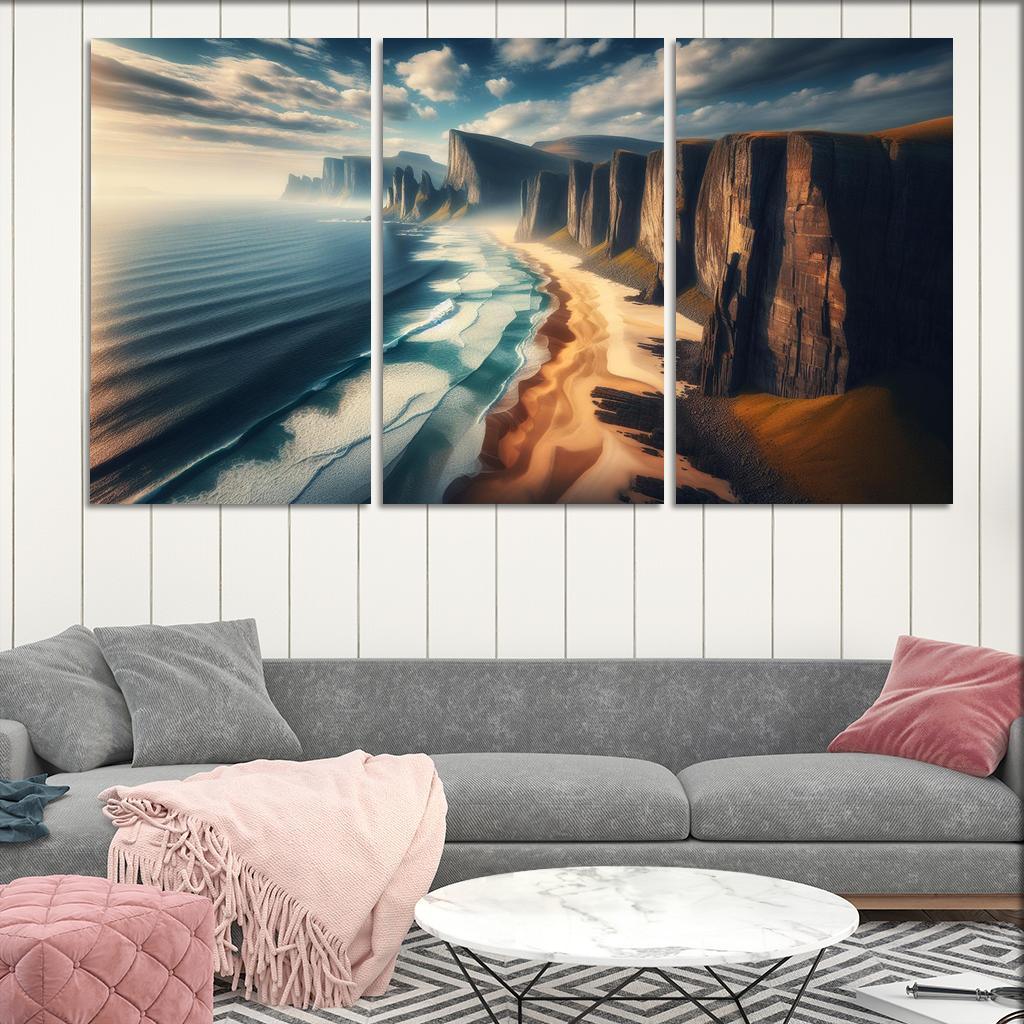 Clifftop View Beach Custom Paintings Frame