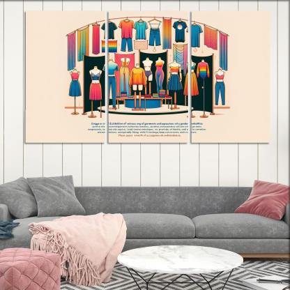 Threads of Identity Navigating Gender and Expression 3 Piece HD Canvas Wall Art-Original Frame