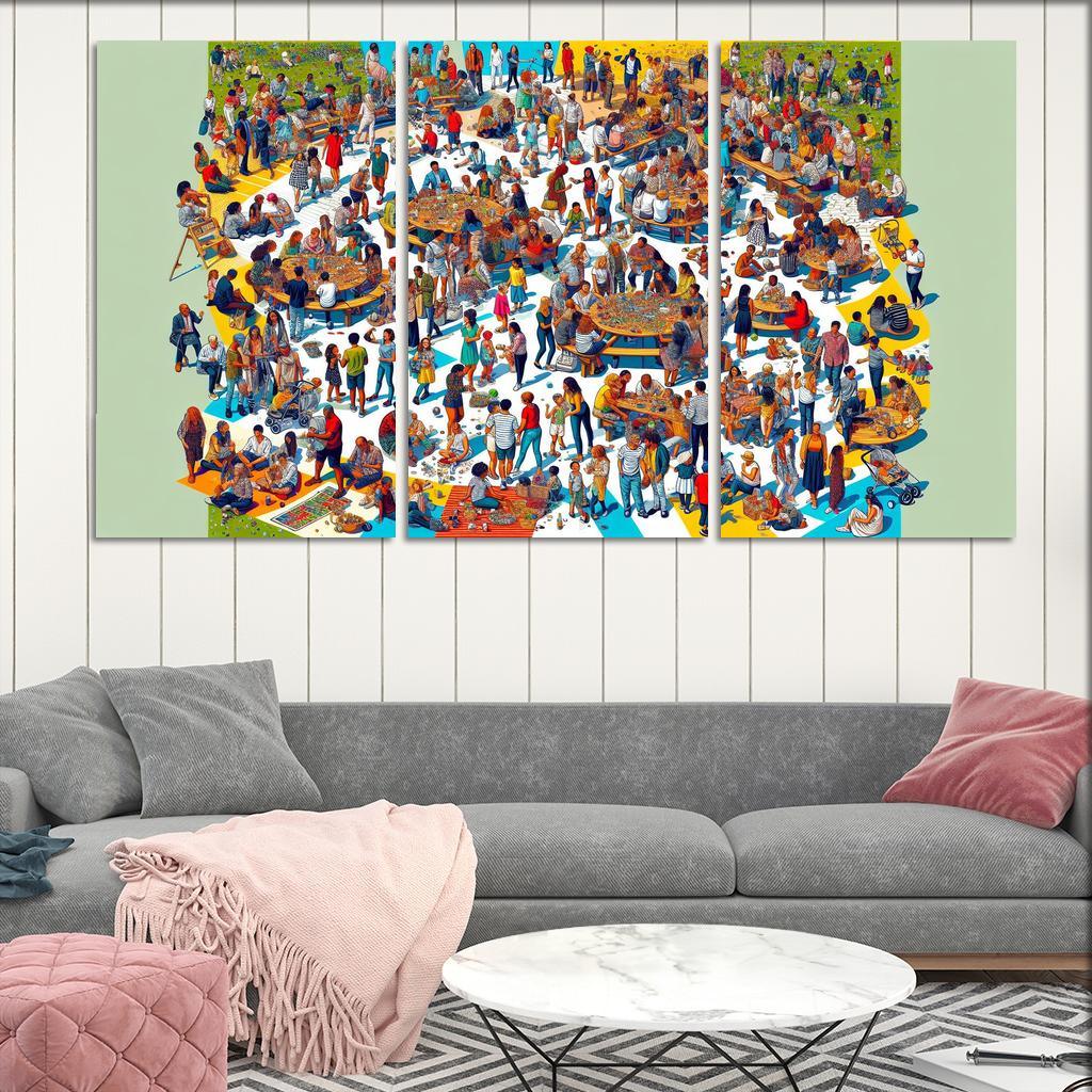 Shared Spaces Celebrating Community And Togetherness Multi-panel Paintings