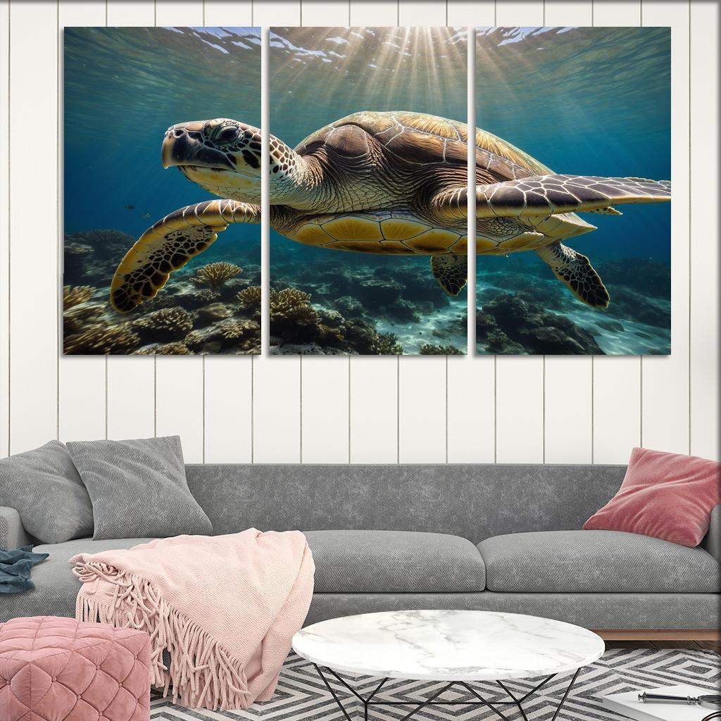 The Stunning Green Sea Turtle Multi-panel Paintings