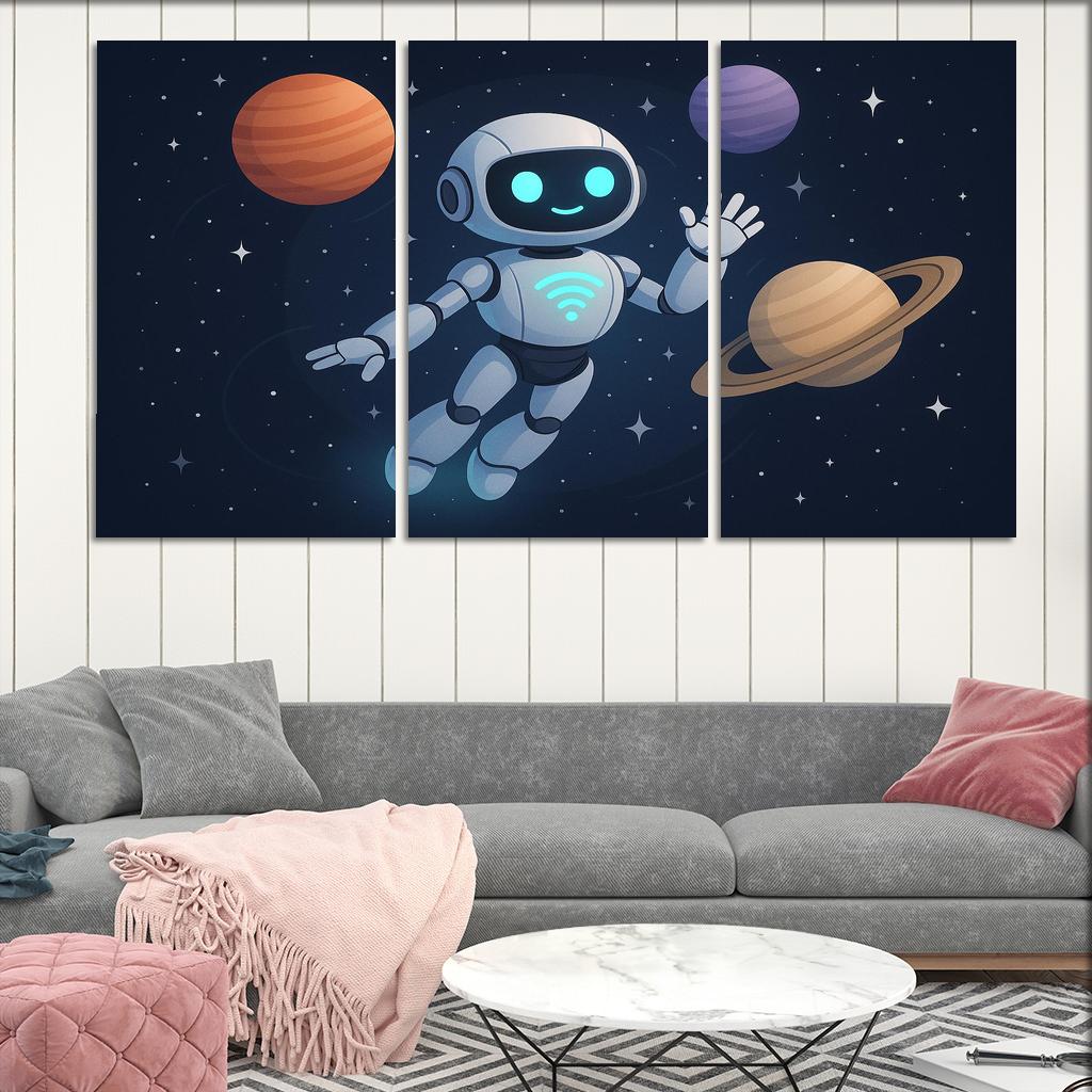 Space Robot - Interstellar Companion Framed Paintings