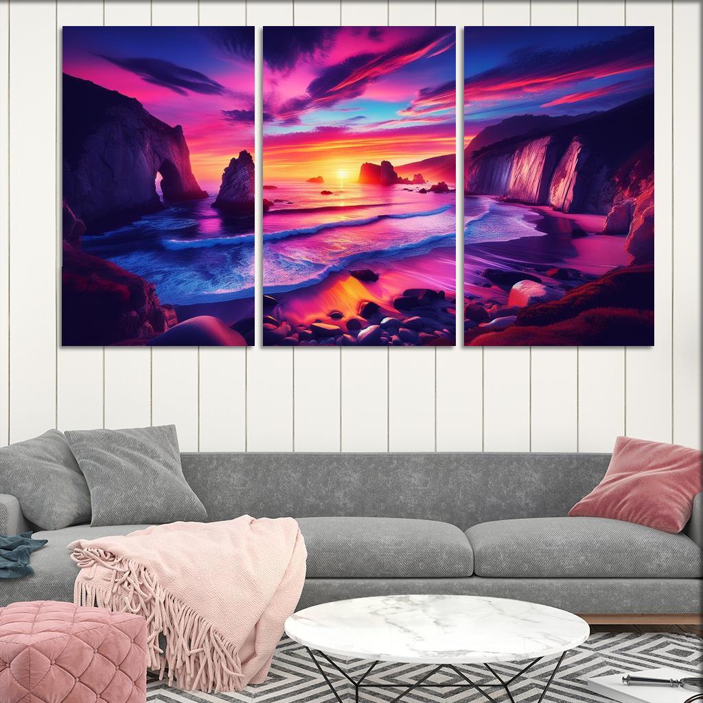 Crescent Bay Sunset Retreat Abstract Paintings Frame