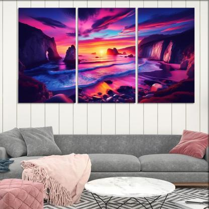Crescent Bay Sunset Retreat Abstract Paintings Frame