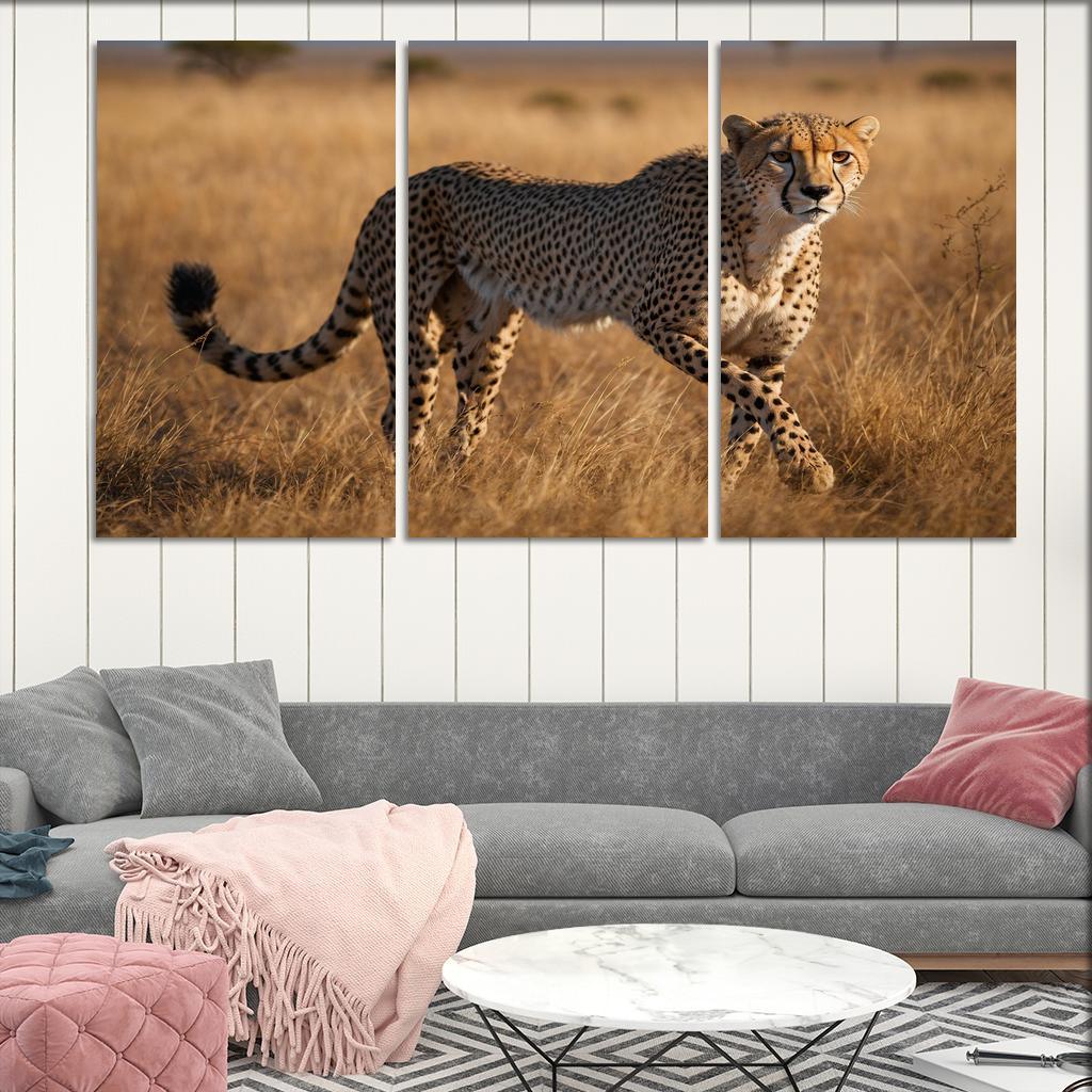 The Agile Cheetah Sprinting Across The Savanna Framed Paintings
