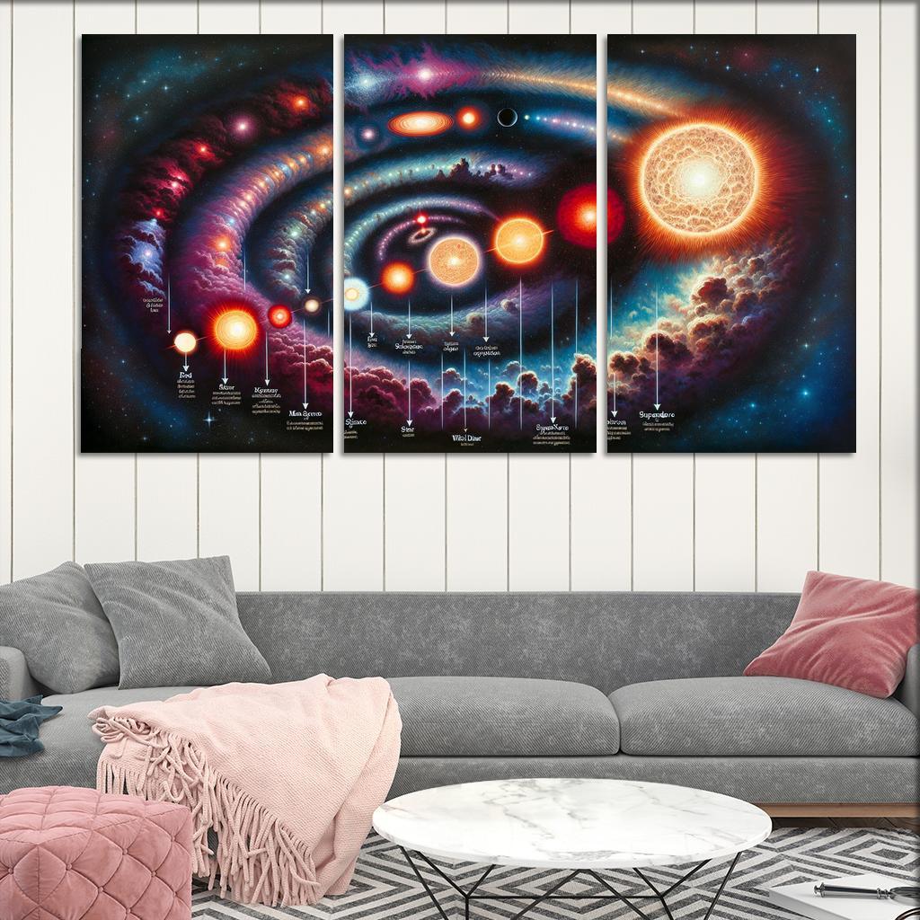 The Life Cycle Of Stars From Nebula To Supernova Abstract Paintings Frame