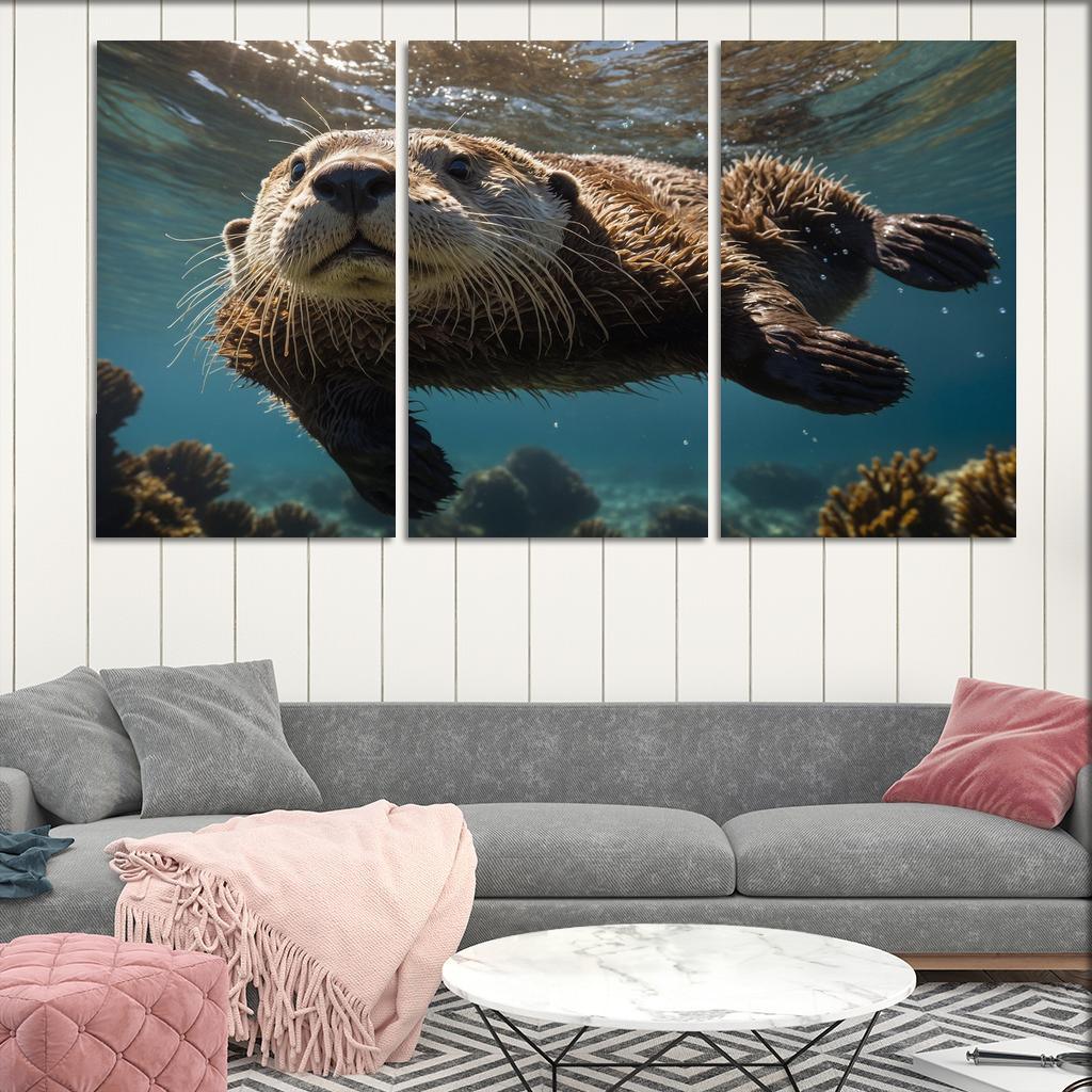 The Playful Sea Otter A Marine Acrobat Framed Paintings