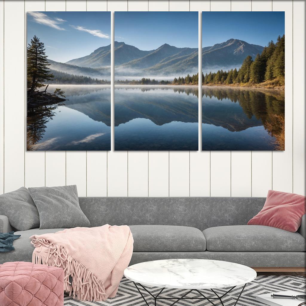 The Celestial Splendor Of Mountain Reflections Oil Paintings Frame