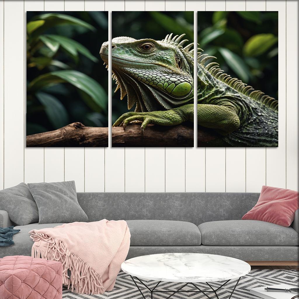 The Mysterious Green Iguana A Lizard Of The Tropics Canvas Paintings Frame