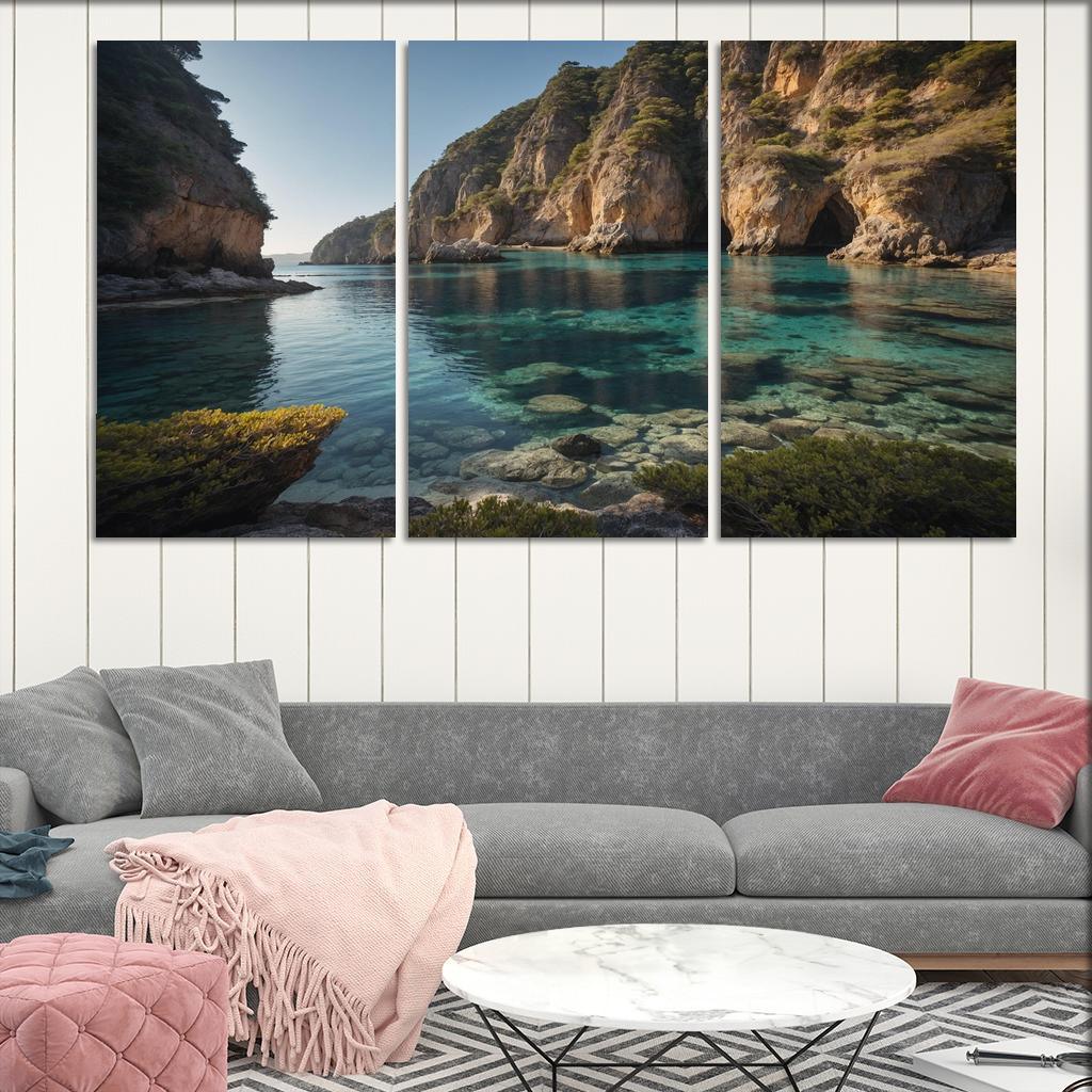 The Prismatic Bay Of Crystal Shores Modern Paintings Frame