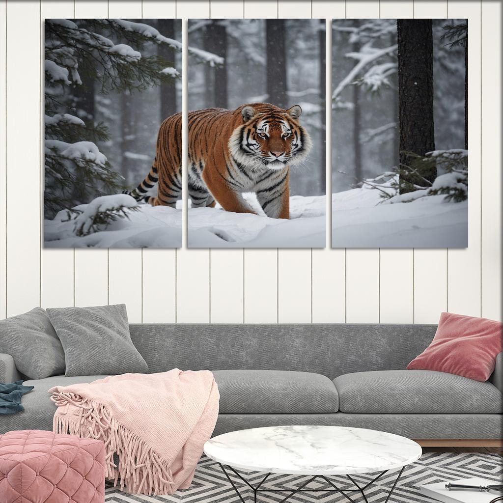 The Powerful Siberian Tiger The Forest's Ghost Canvas Paintings Frame