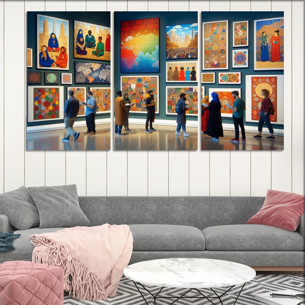 Bridging Cultures Artistic Exploration Of Global Heritage Multi-panel Paintings