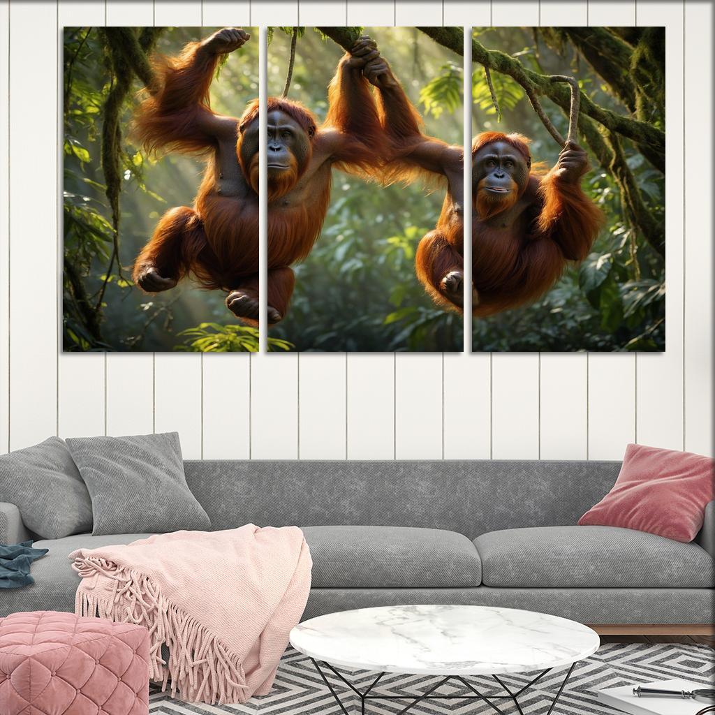 The Majestic Bornean Orangutan Multi-panel Paintings