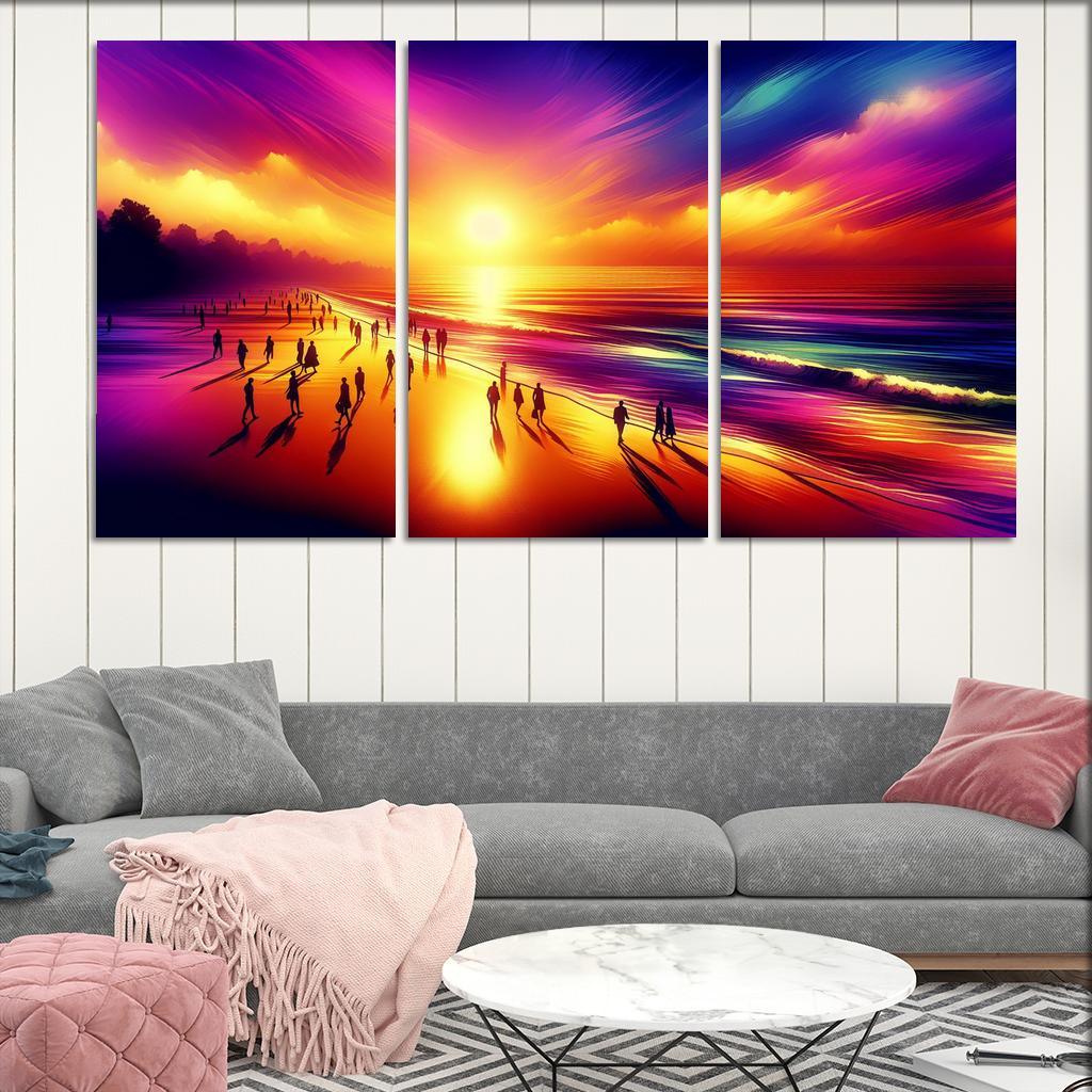 Shimmering Sands Sunset Beachwalks Abstract Paintings Frame