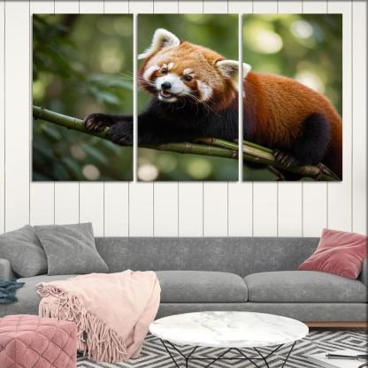 The Enigmatic Red Panda In The Bamboo Forest Framed Paintings